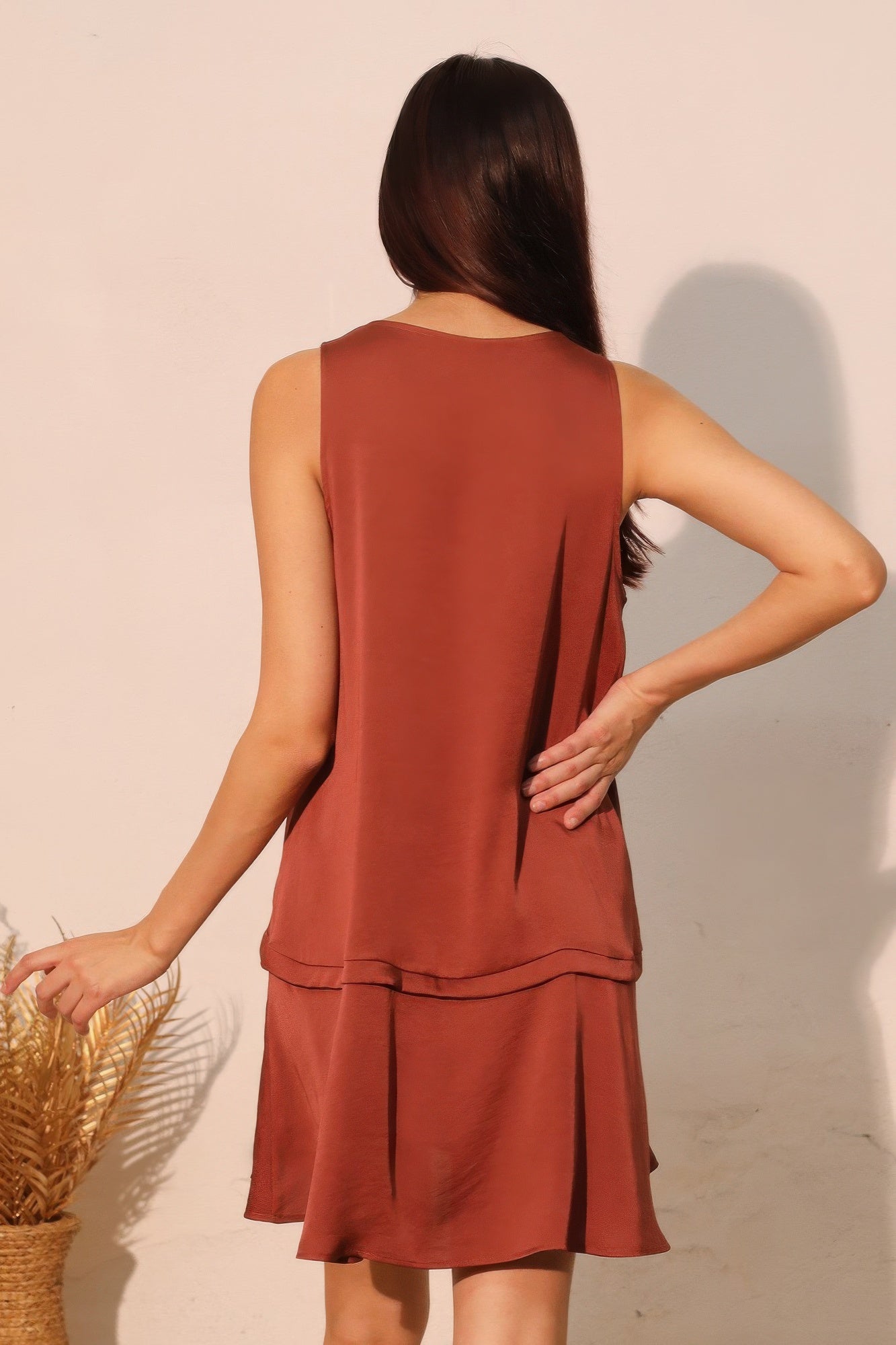 Washed Poly Silk Band Swing Dress - All Season Fashion