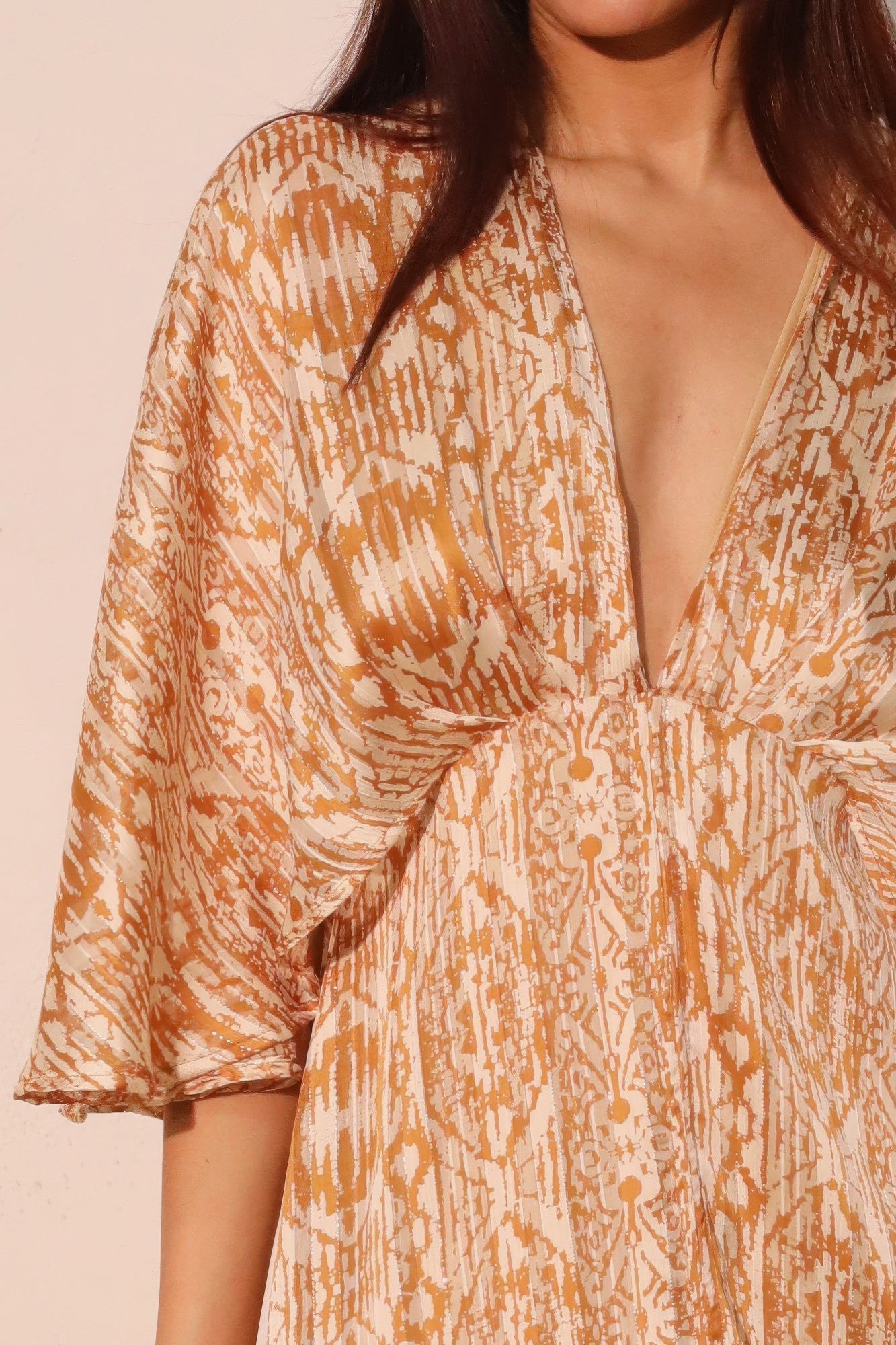 Bohemian Lurex Chiffon Cape Maxi Dress - All Season Fashion