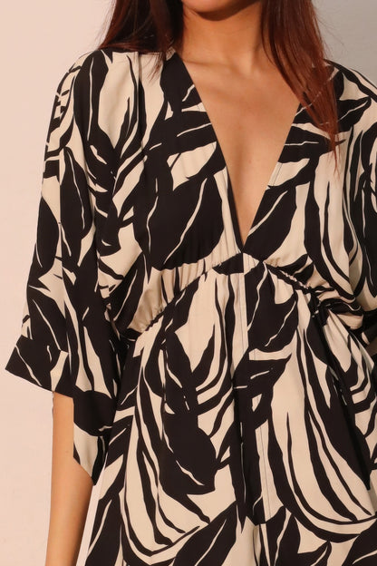 Lucca Leaf Kimono Maxi Dress - All Season Fashion