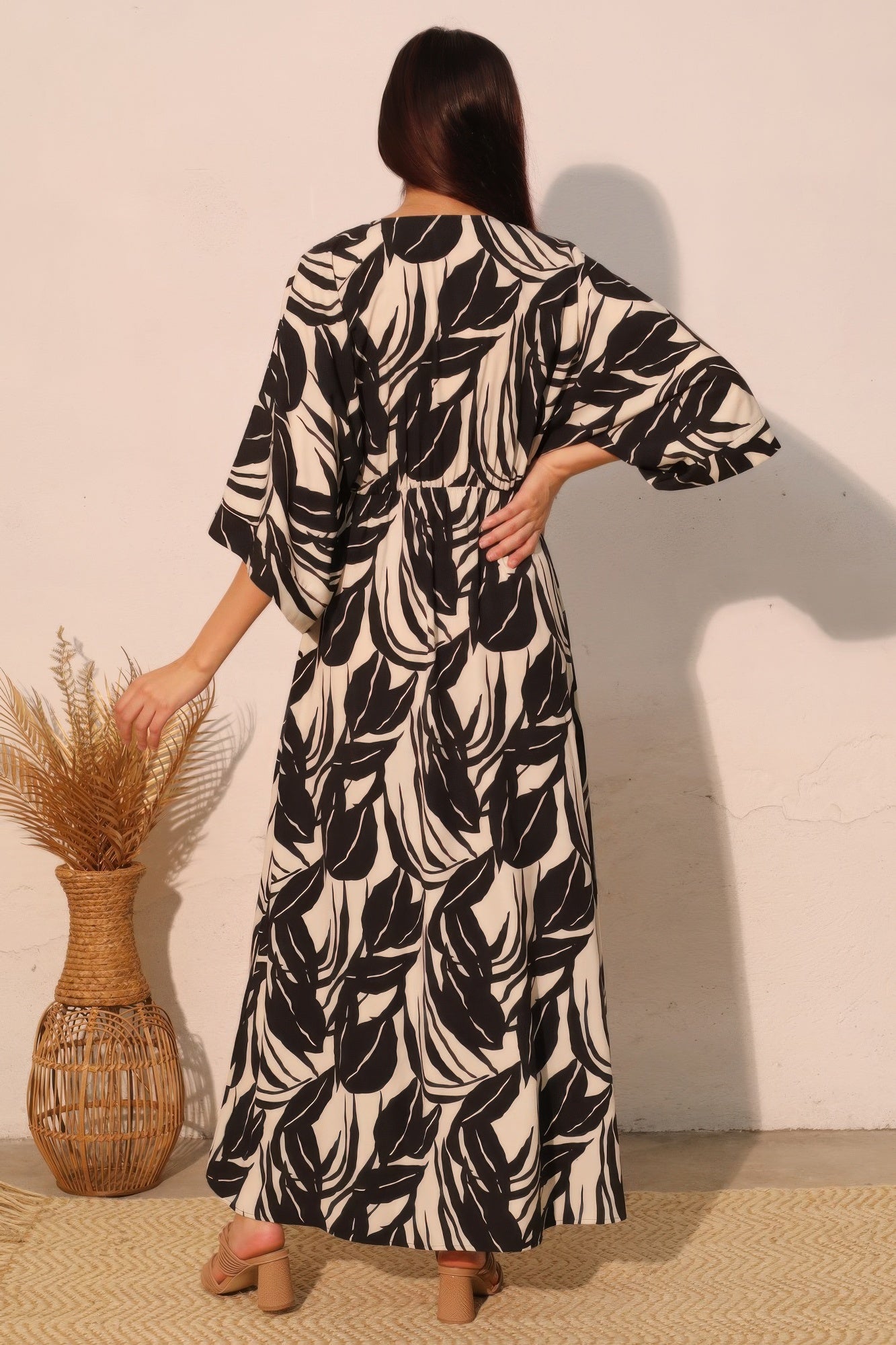 Lucca Leaf Kimono Maxi Dress - All Season Fashion