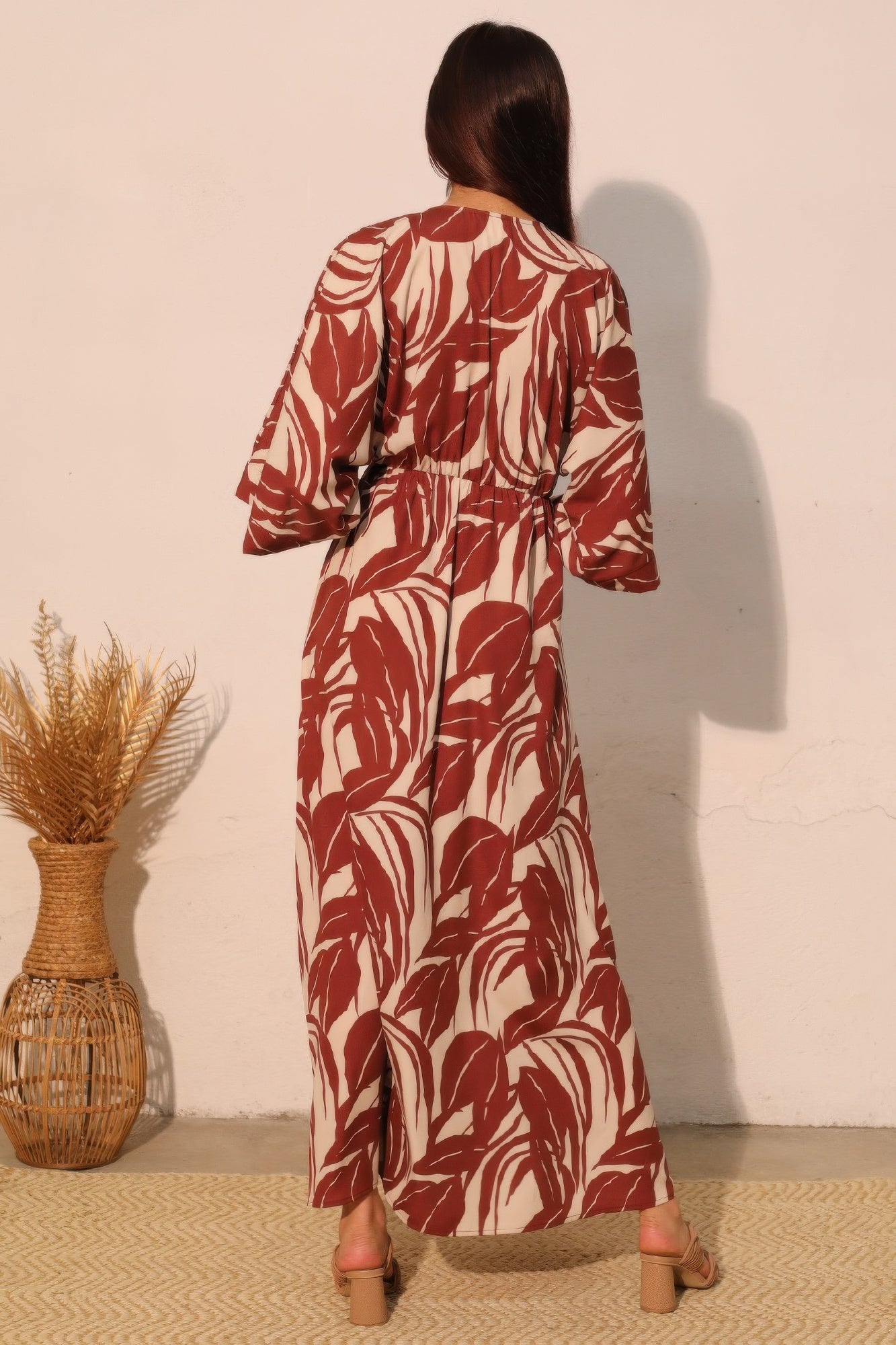 Lucca Leaf Kimono Maxi Dress - All Season Fashion