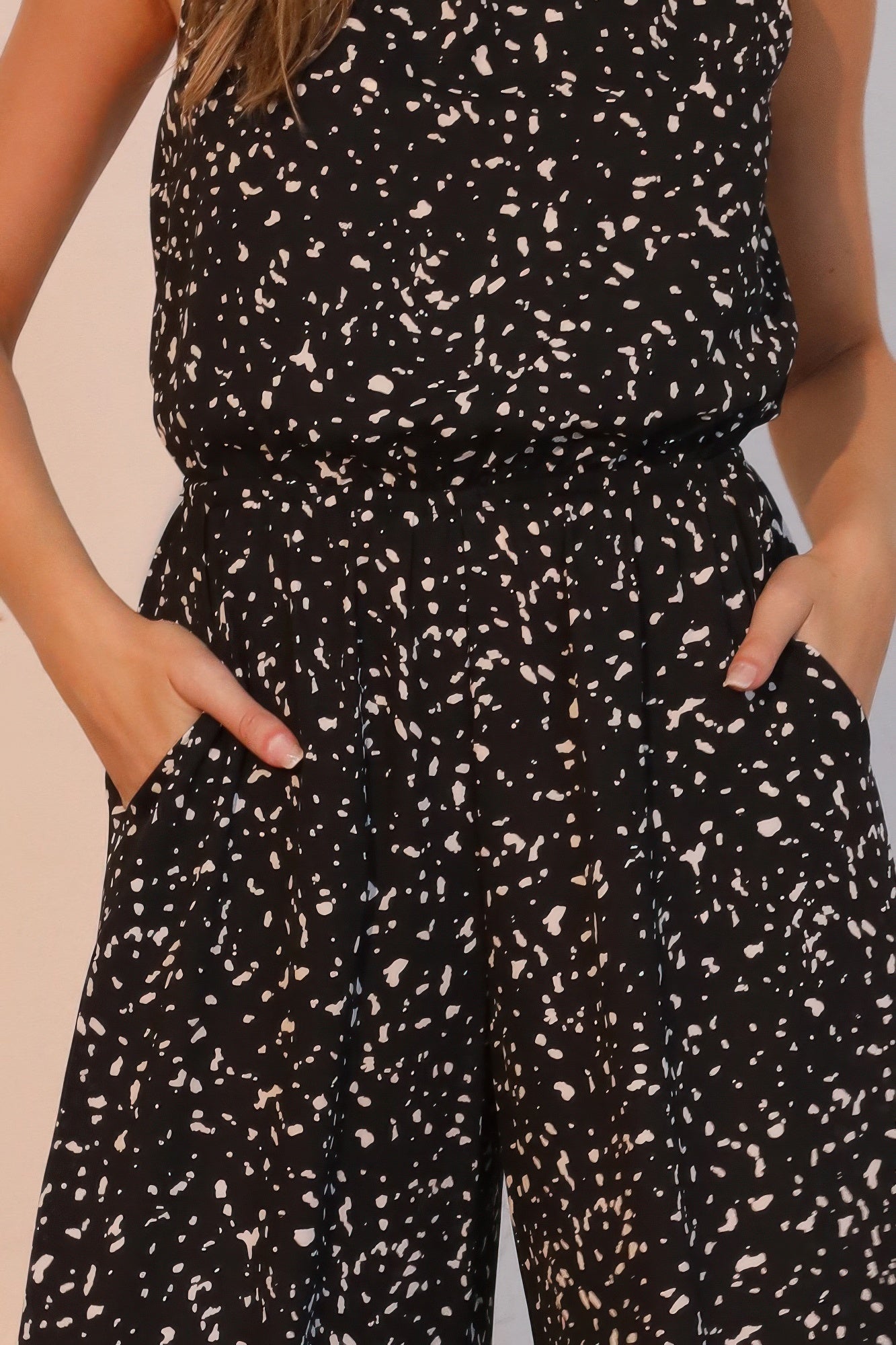 Ink Spot Sleeveless Bubble Jumpsuit - All Season Fashion