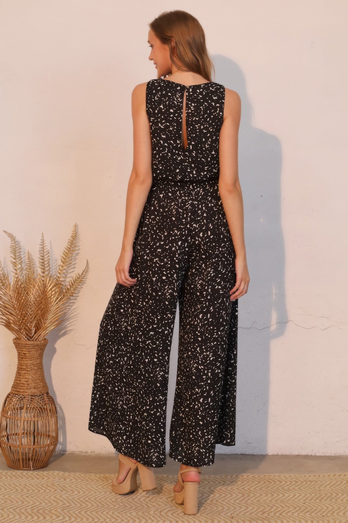 Ink Spot Sleeveless Bubble Jumpsuit - All Season Fashion