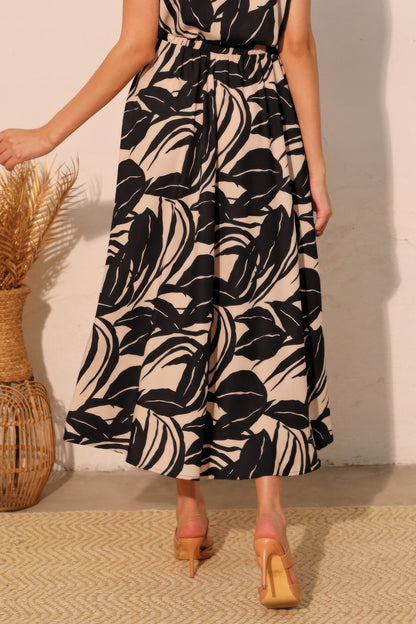 Lucca Leaf Midi Swing Skirt - All Season Fashion