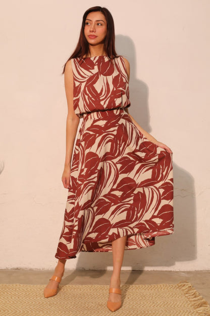 Lucca Leaf Midi Swing Skirt - All Season Fashion