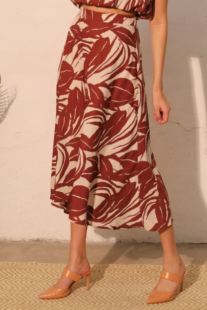 Lucca Leaf Midi Swing Skirt - All Season Fashion