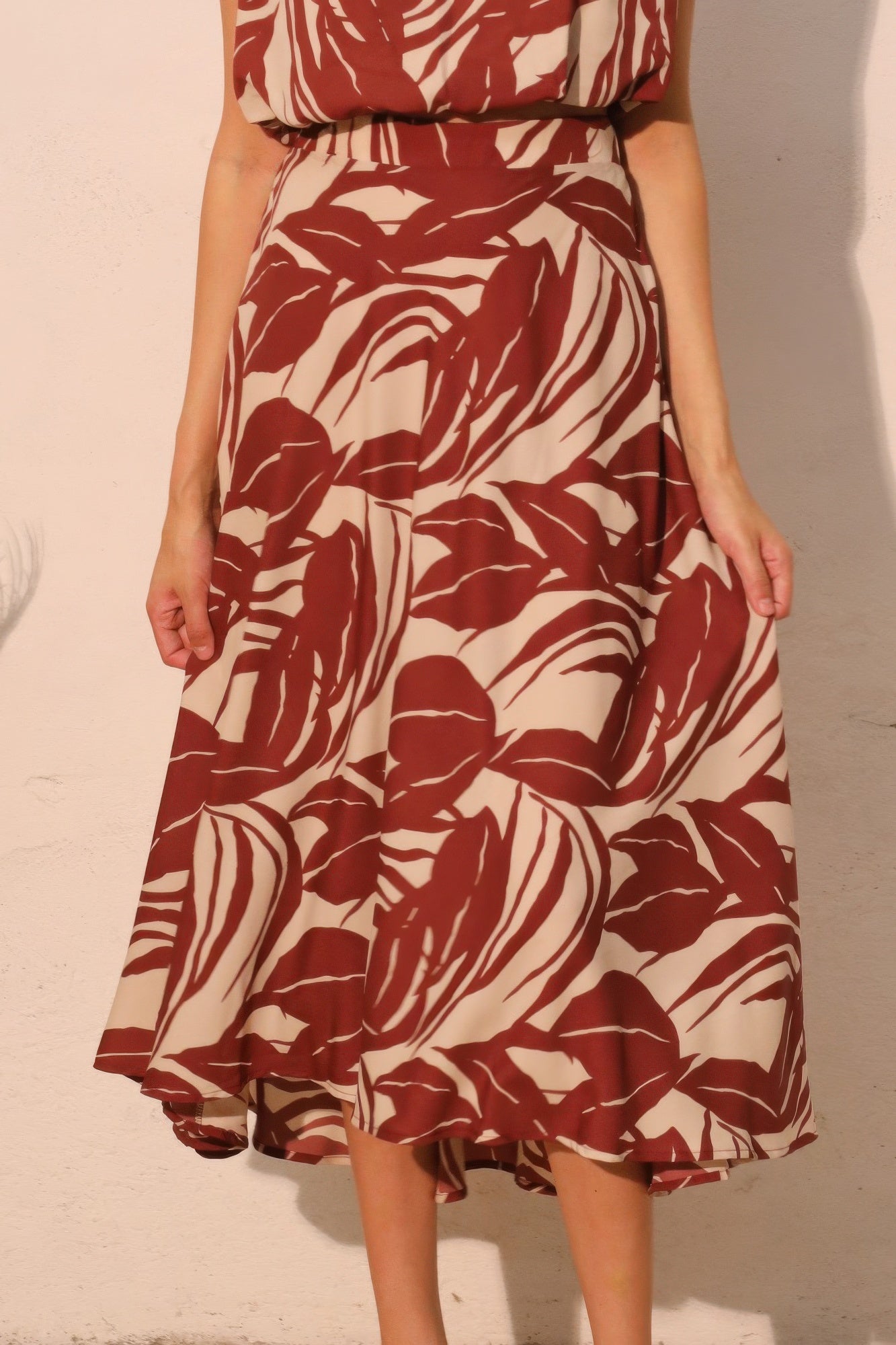Lucca Leaf Midi Swing Skirt - All Season Fashion
