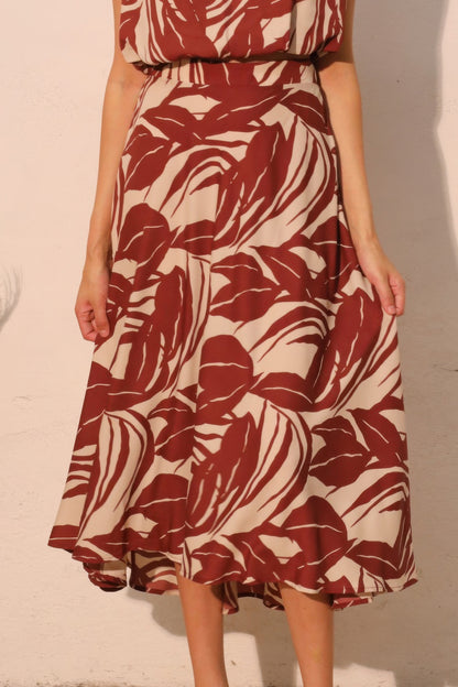 Lucca Leaf Midi Swing Skirt - All Season Fashion