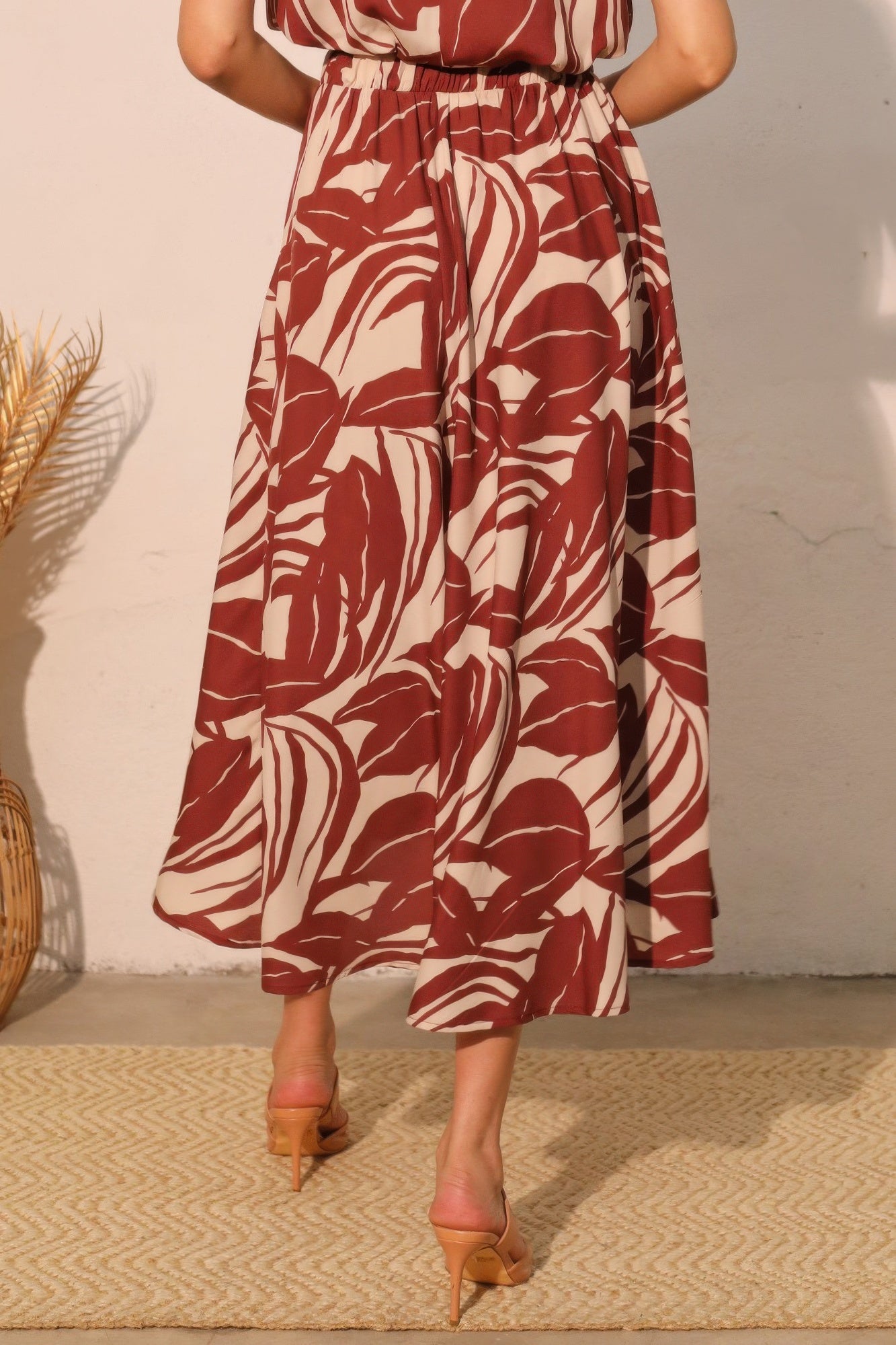 Lucca Leaf Midi Swing Skirt - All Season Fashion