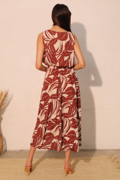 Lucca Leaf Midi Swing Skirt - All Season Fashion