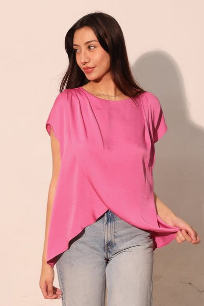 Washed Poly Silk Tulip Tunic Top - All Season Fashion