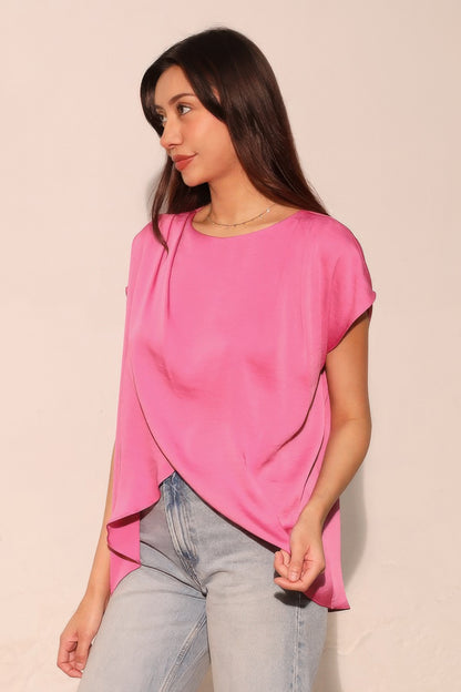 Washed Poly Silk Tulip Tunic Top - All Season Fashion
