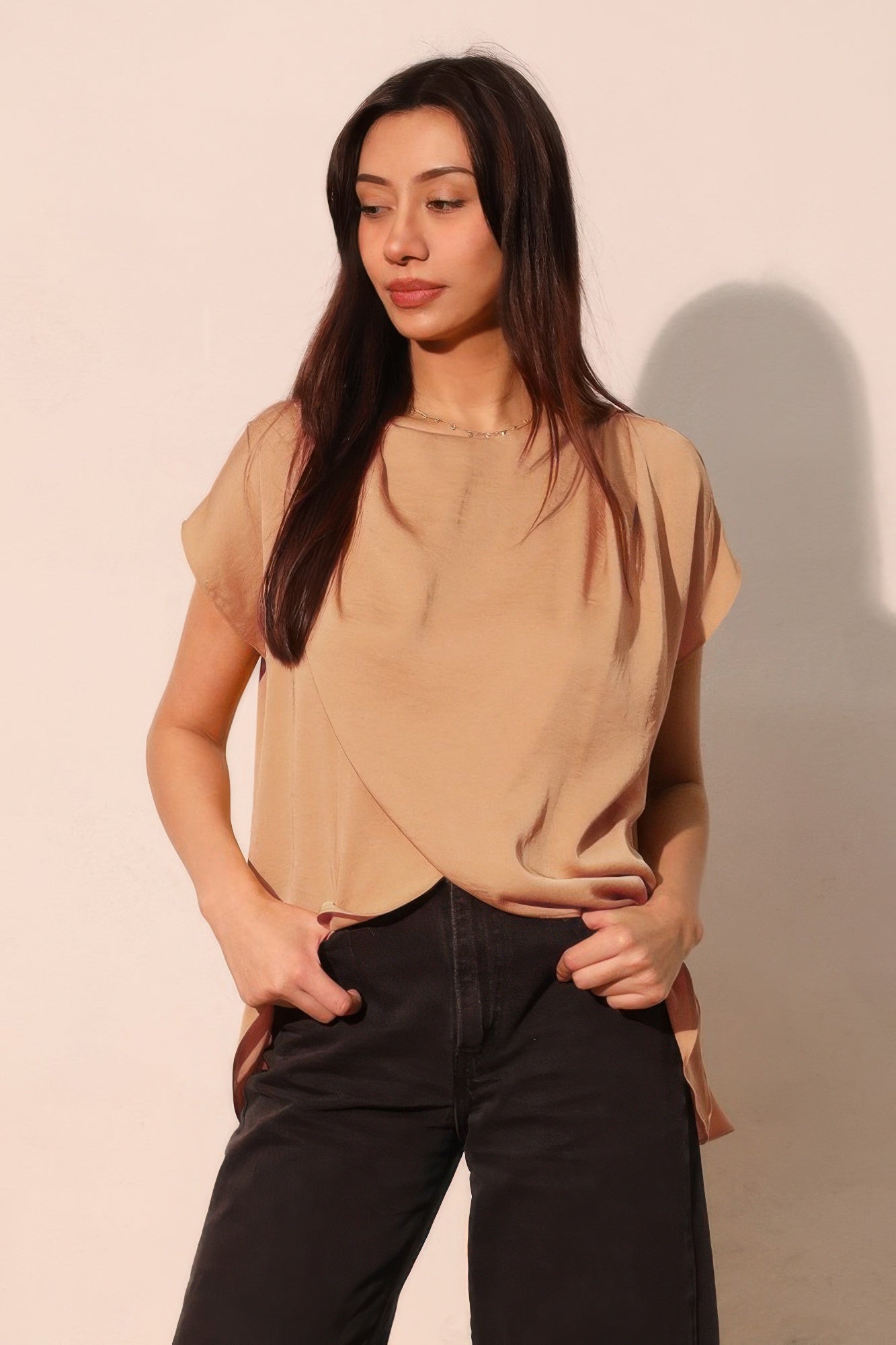 Washed Poly Silk Tulip Tunic Top - All Season Fashion