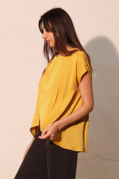 Washed Poly Silk Tulip Tunic Top - All Season Fashion