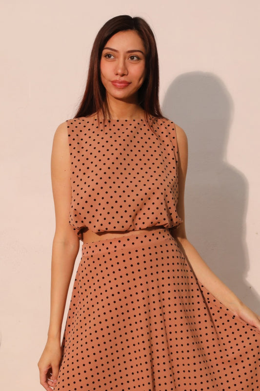 Flocked Polka Dot Bubble Crop Top - All Season Fashion