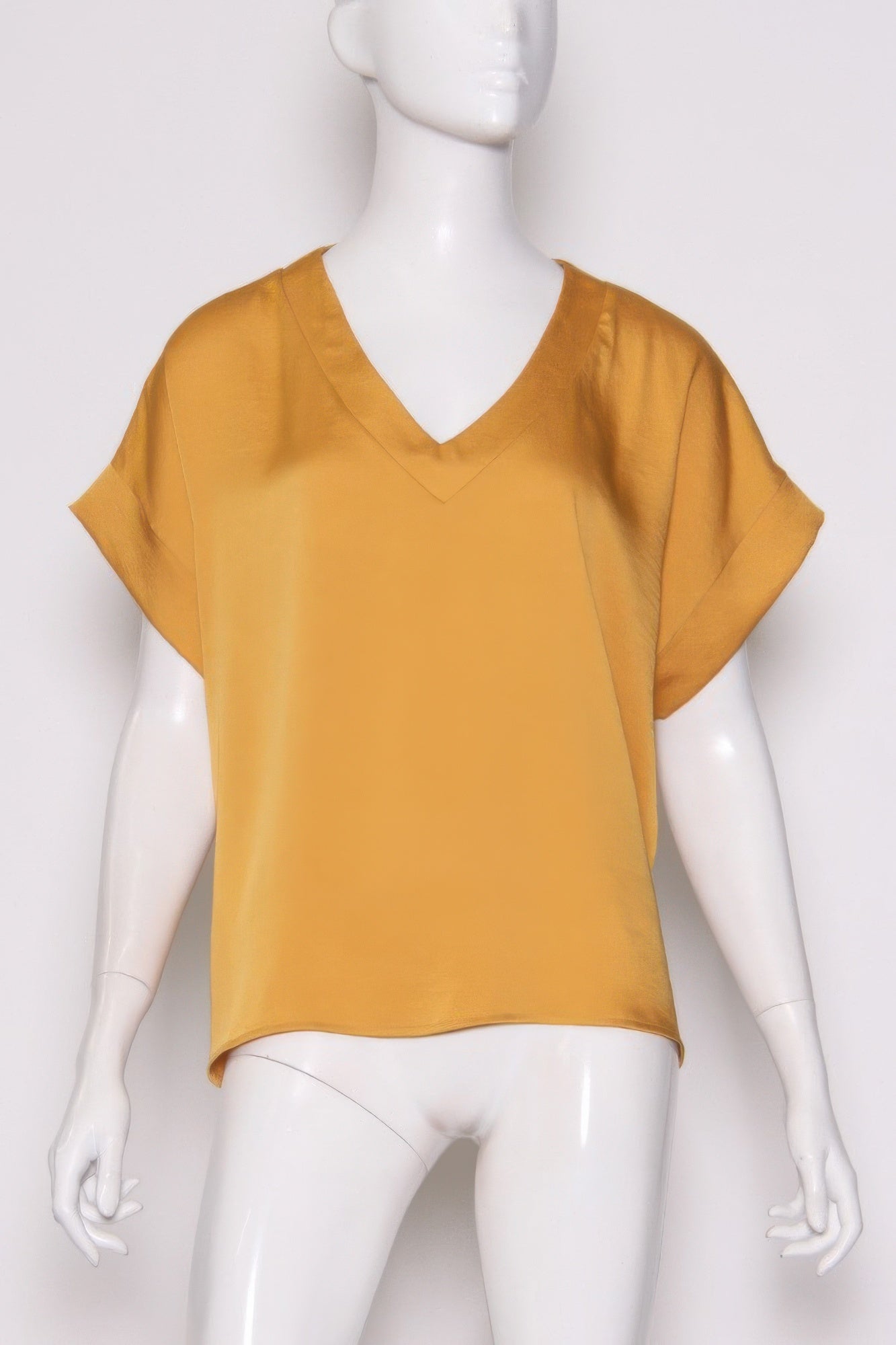 Washed Poly Silk V-neck Tee - All Season Fashion