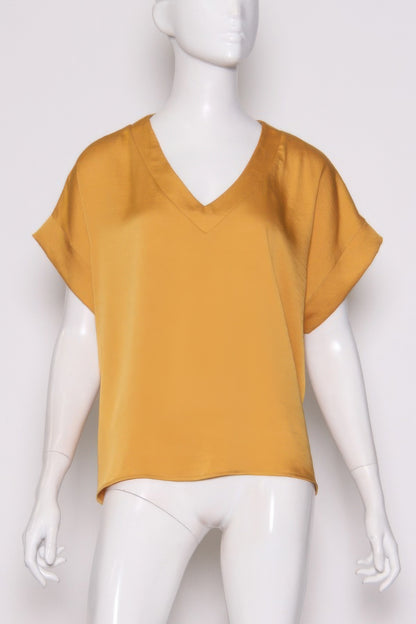 Washed Poly Silk V-neck Tee - All Season Fashion