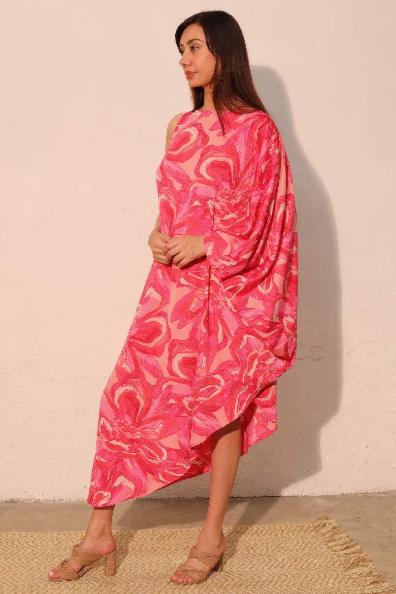 Chasing Petals One Sleeve Dress - All Season Fashion