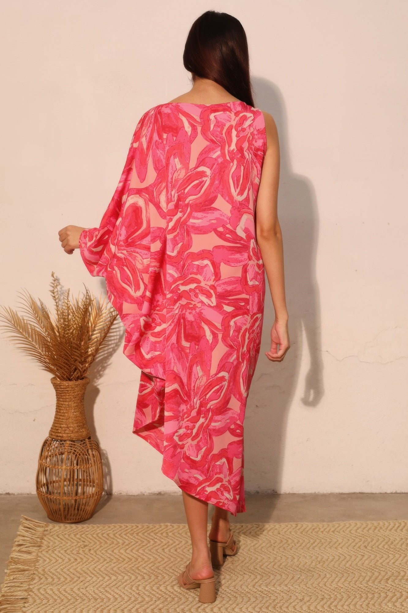Chasing Petals One Sleeve Dress - All Season Fashion