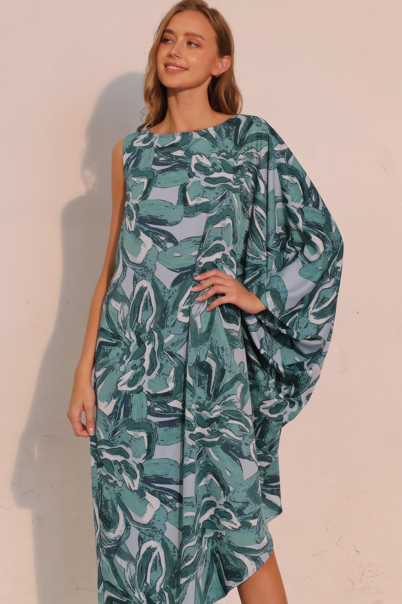 Chasing Petals One Sleeve Dress - All Season Fashion