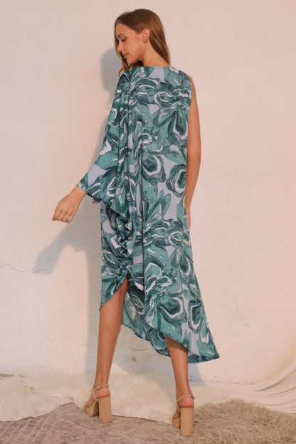 Chasing Petals One Sleeve Dress - All Season Fashion