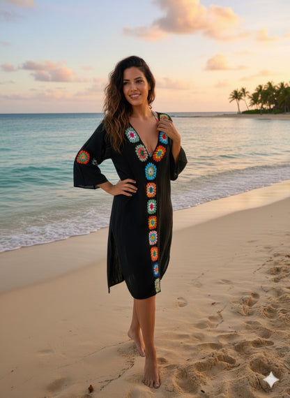 Linnen Crochet Maxi Dress - All Season Fashion