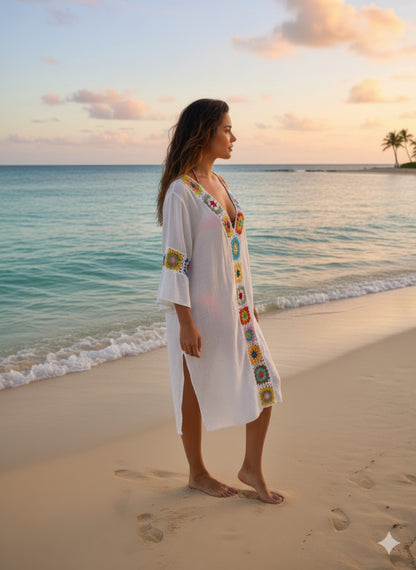 Linnen Crochet Maxi Dress - All Season Fashion