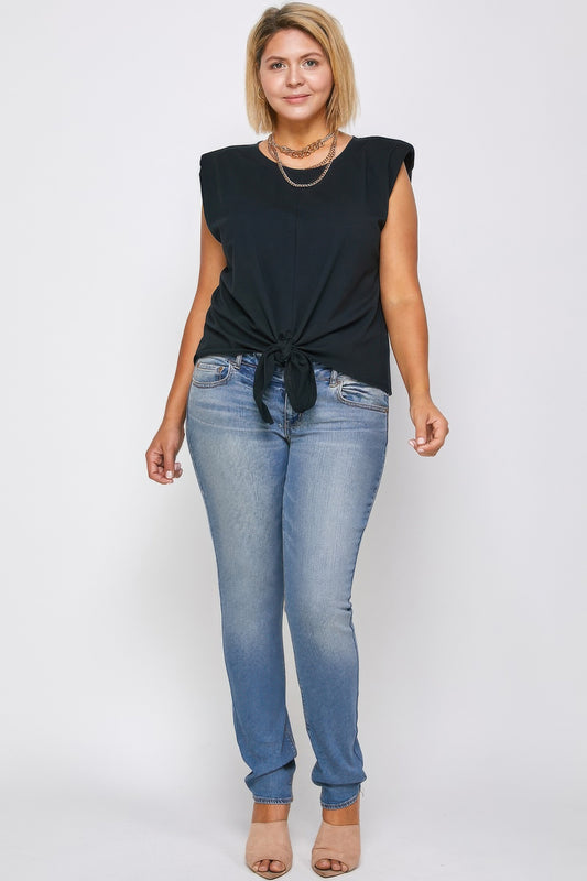 Padded Shoulder Top - All Season Fashion