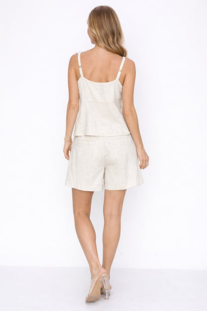 Fresh 100% Linen Set Top And Shorts - All Season Fashion