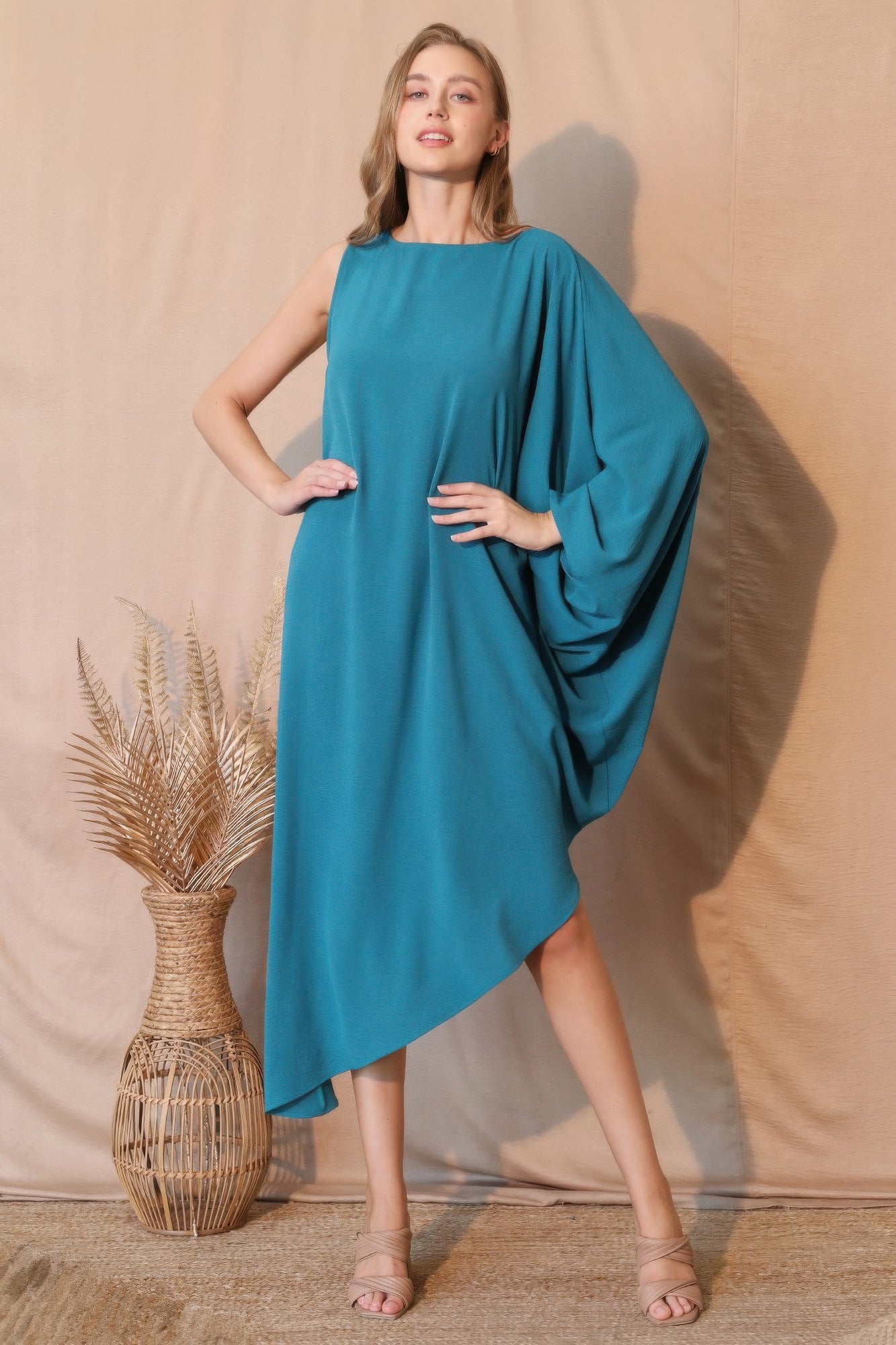 Matte Crepe One Sleeve Dress - All Season Fashion