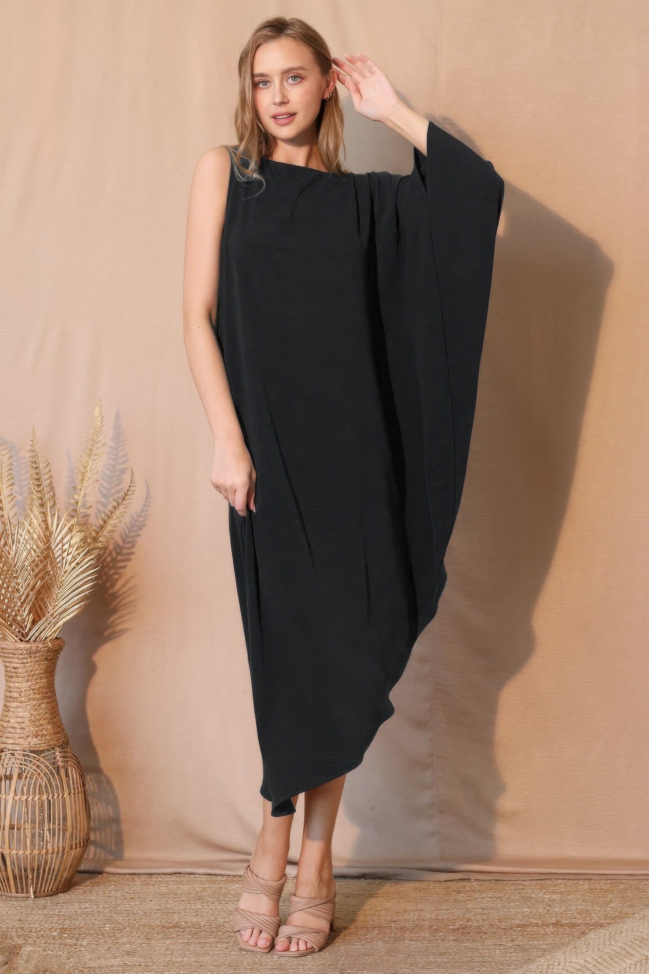 Matte Crepe One Sleeve Dress - All Season Fashion