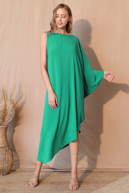 Matte Crepe One Sleeve Dress - All Season Fashion