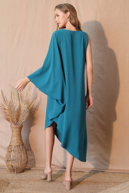 Matte Crepe One Sleeve Dress - All Season Fashion