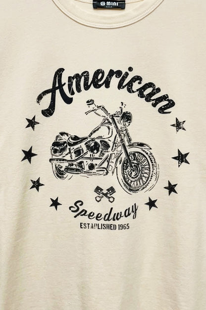 American Motorcycle Cotton Boxy Top - All Season Fashion