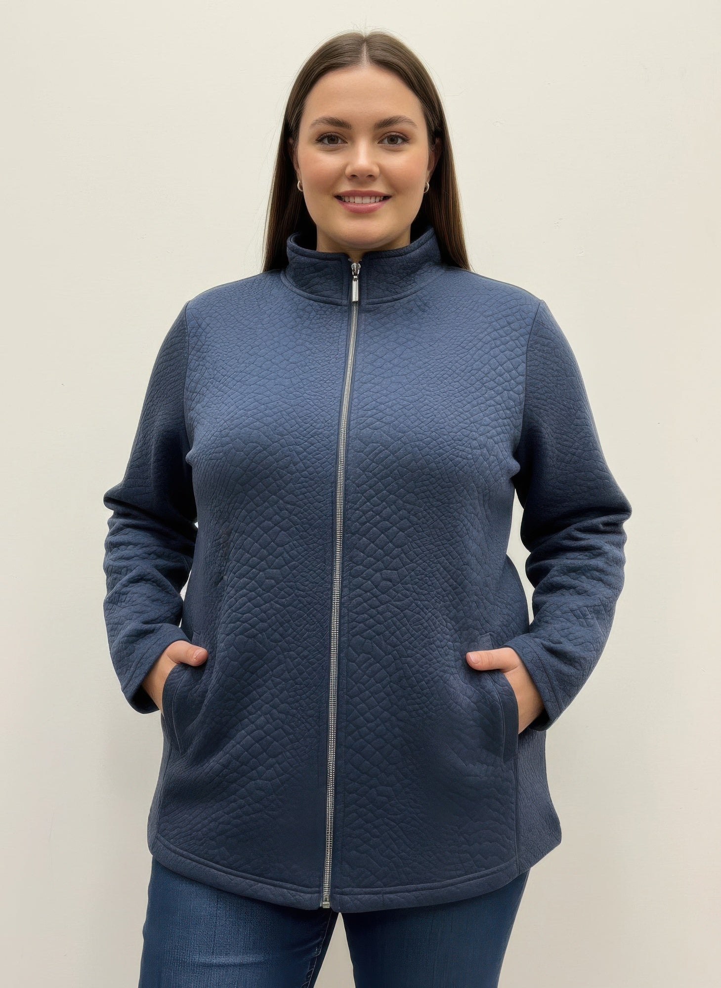Onque Casual Plus Size Textured Jacket - All Season Fashion