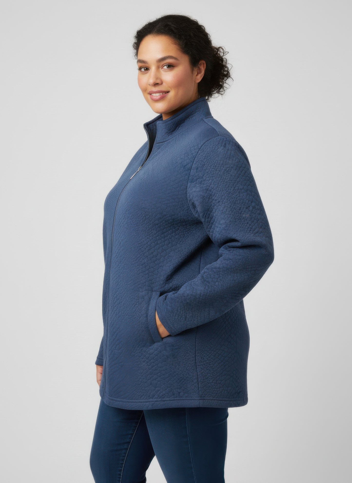 Onque Casual Plus Size Textured Jacket - All Season Fashion