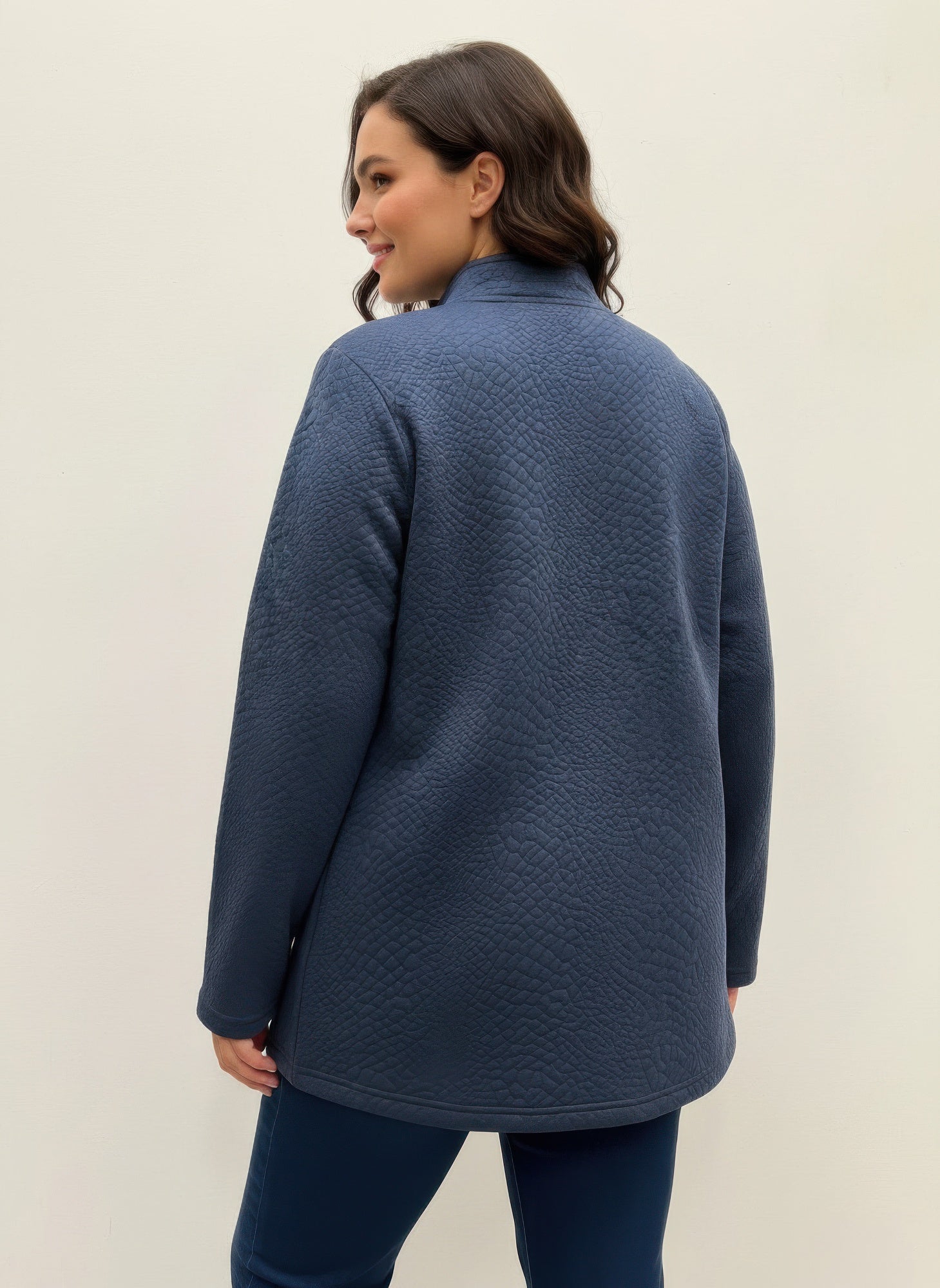 Onque Casual Plus Size Textured Jacket - All Season Fashion