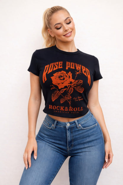 Rose Power Graphic Tee - All Season Fashion