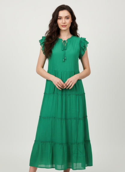 Mlle Gabrielle Solid Cap Sleeve Dress - All Season Fashion