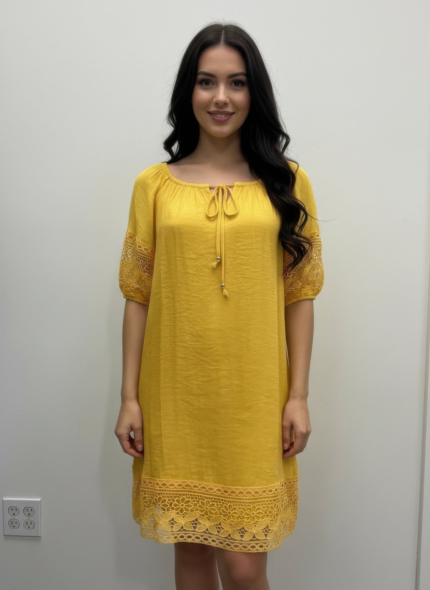 Mlle Gabrielle Solid Short Sleeve Dress - All Season Fashion
