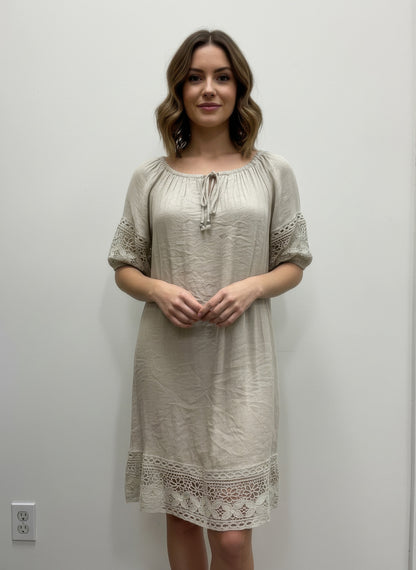 Mlle Gabrielle Solid Short Sleeve Dress - All Season Fashion
