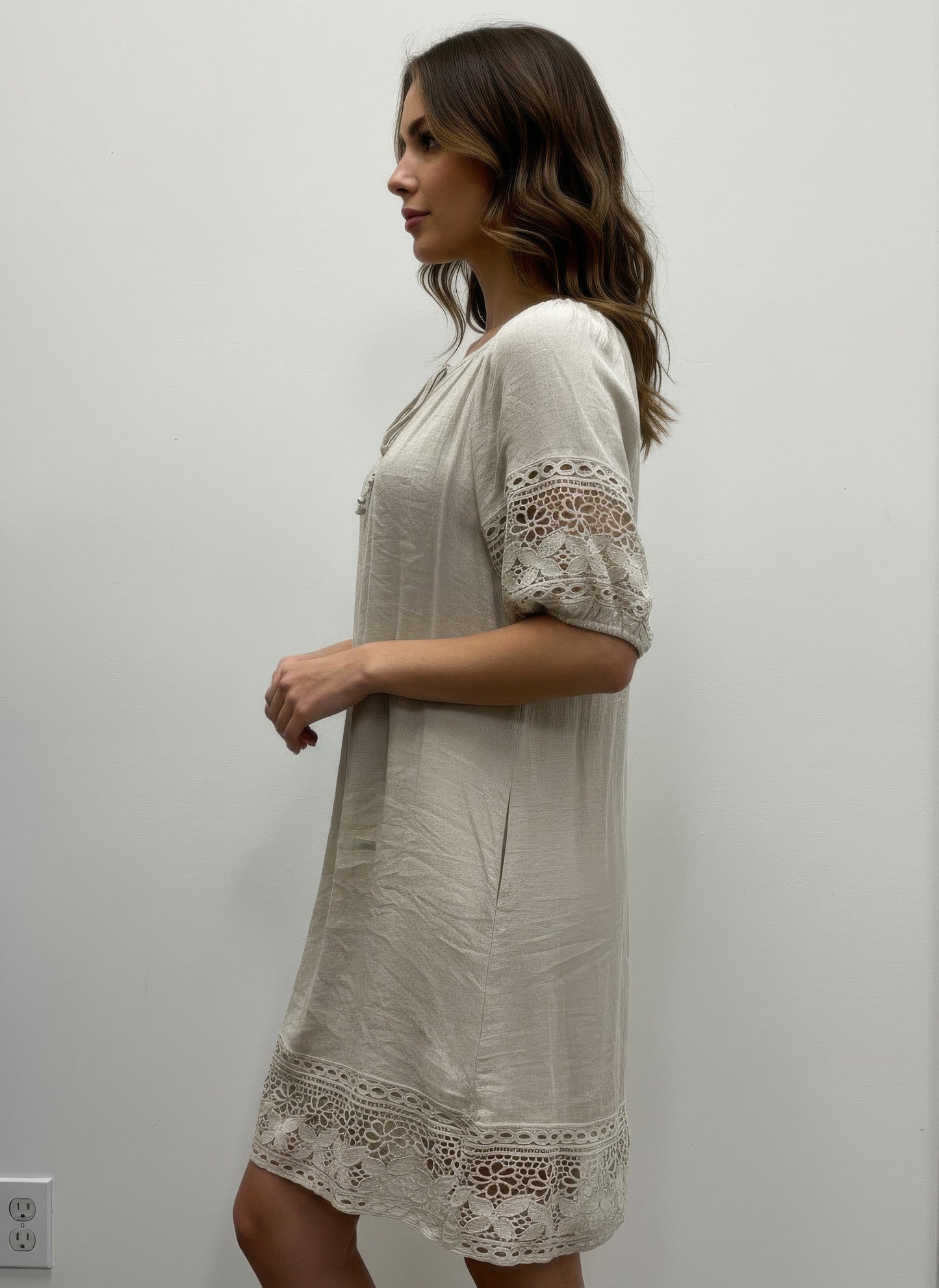 Mlle Gabrielle Solid Short Sleeve Dress - All Season Fashion
