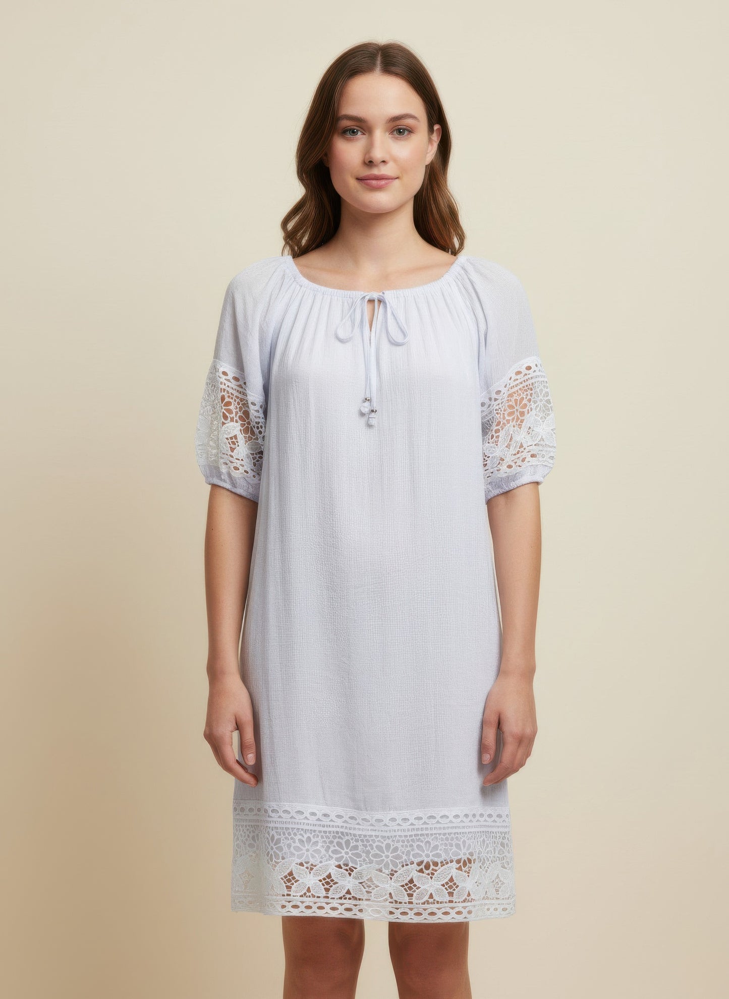 Mlle Gabrielle Solid Short Sleeve Dress - All Season Fashion