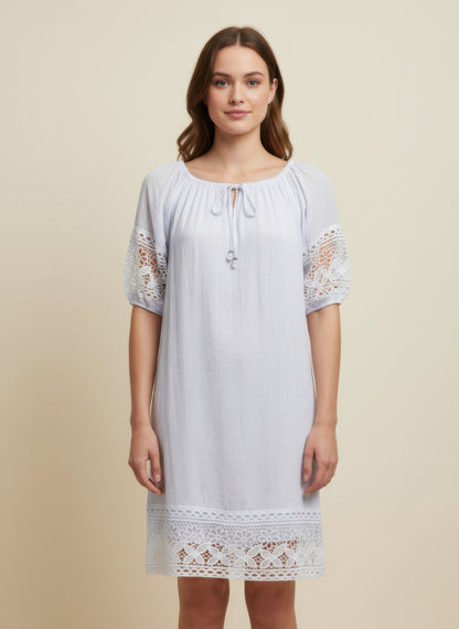 Mlle Gabrielle Solid Short Sleeve Dress - All Season Fashion