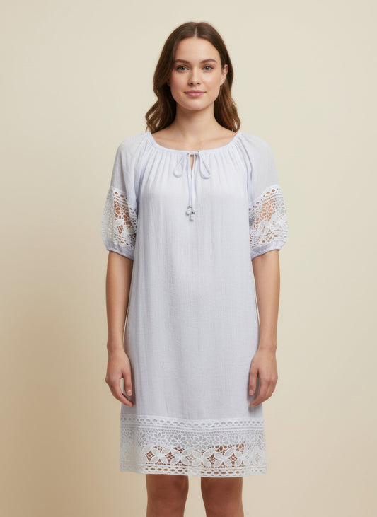 Mlle Gabrielle Solid Short Sleeve Dress - All Season Fashion
