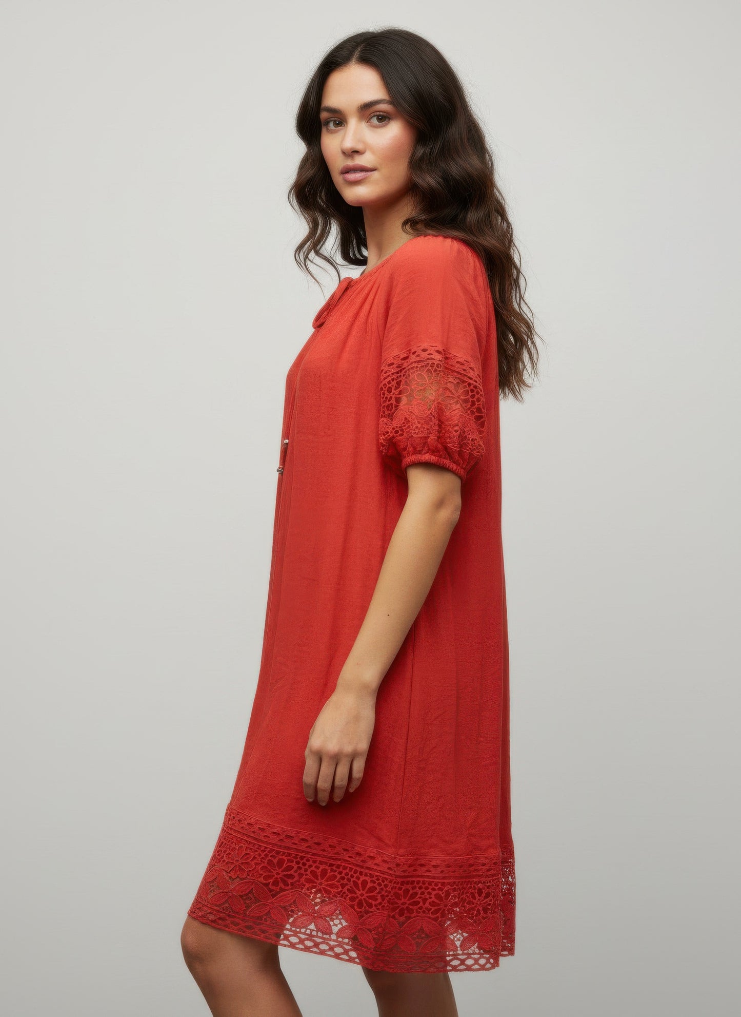 Mlle Gabrielle Solid Short Sleeve Dress - All Season Fashion
