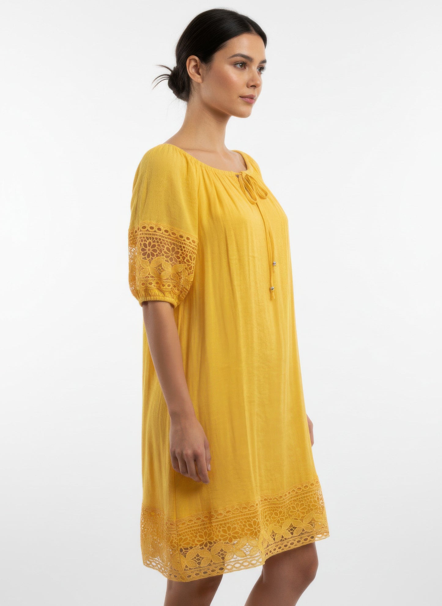 Mlle Gabrielle Solid Short Sleeve Dress - All Season Fashion