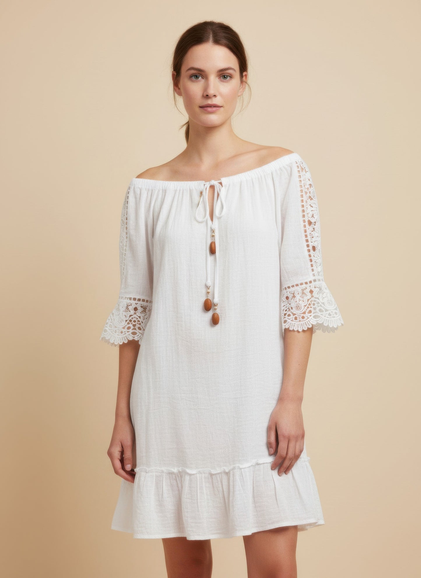 Mlle Gabrielle Solid Elbow Sleeve Dress - All Season Fashion
