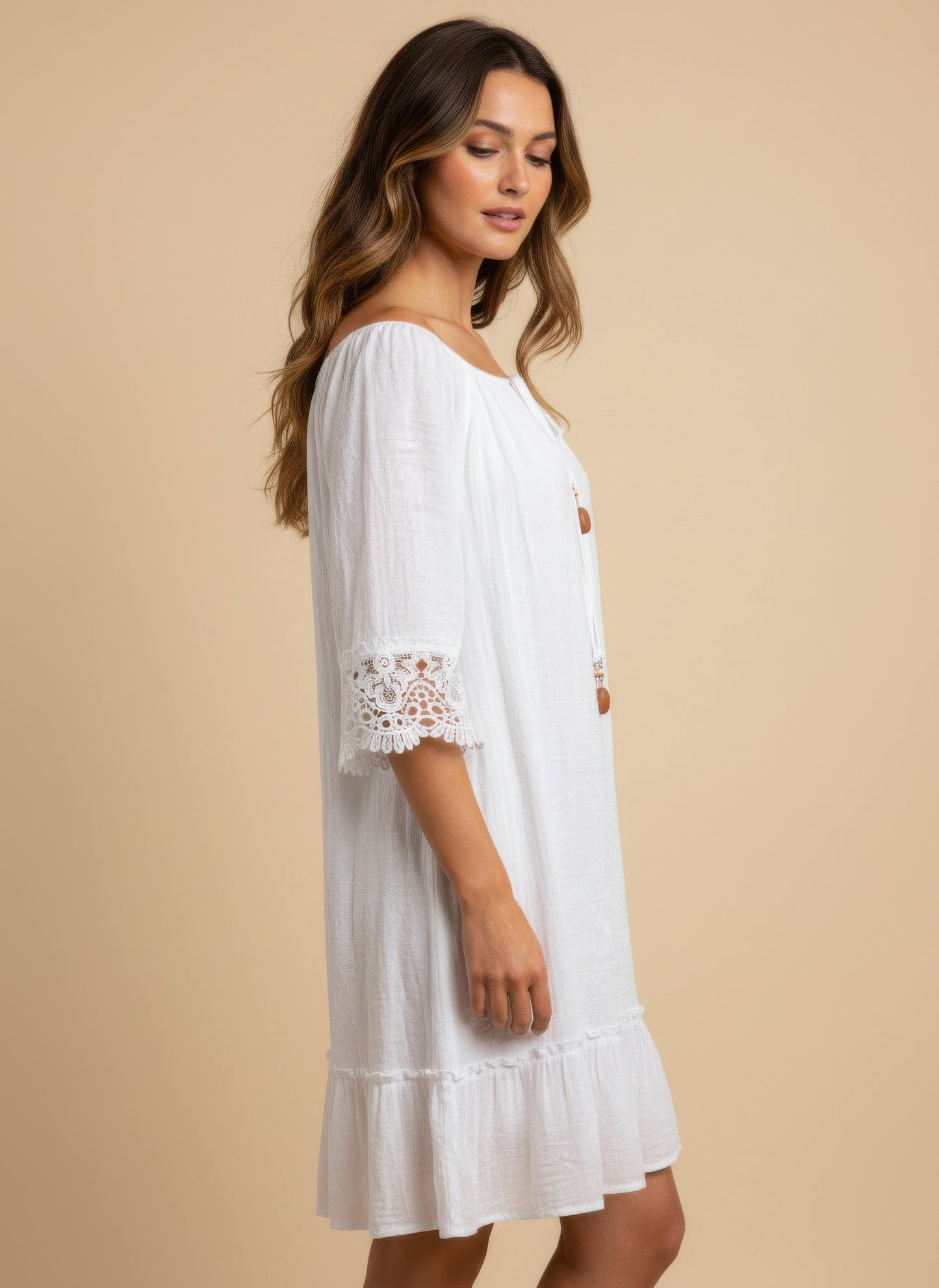 Mlle Gabrielle Solid Elbow Sleeve Dress - All Season Fashion