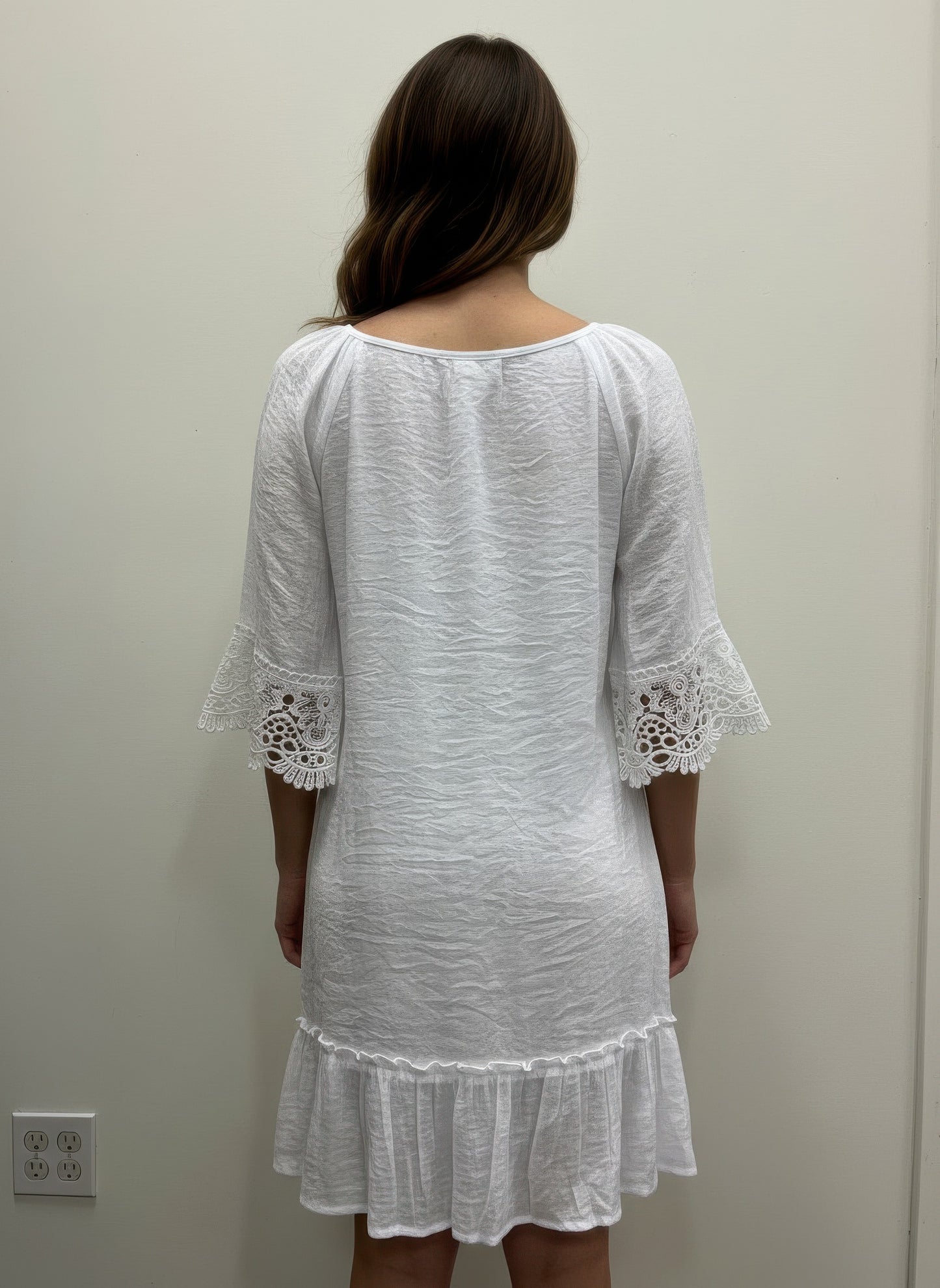 Mlle Gabrielle Solid Elbow Sleeve Dress - All Season Fashion